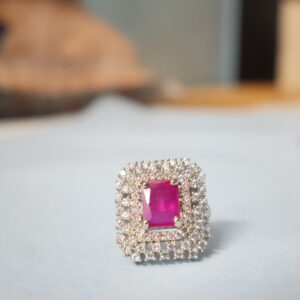 Dazzling Rectangular Ruby CZ Statement Ring