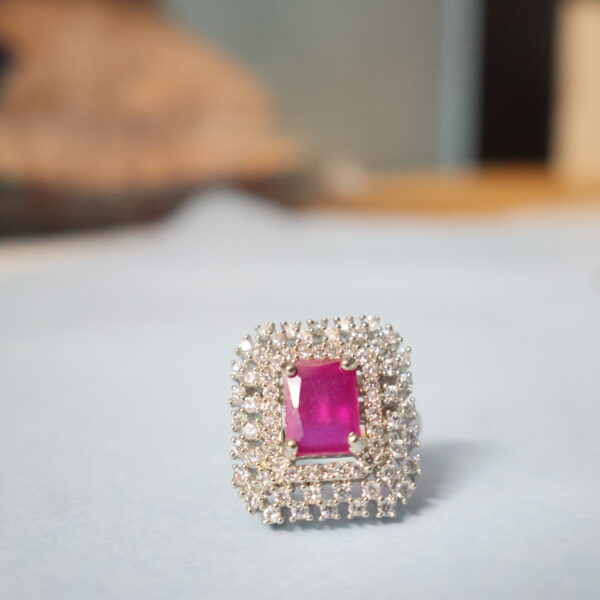 Dazzling Rectangular Ruby CZ Statement Ring