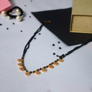 Gold-Plated Designer Mangalsutra with Floral CZ Pendants