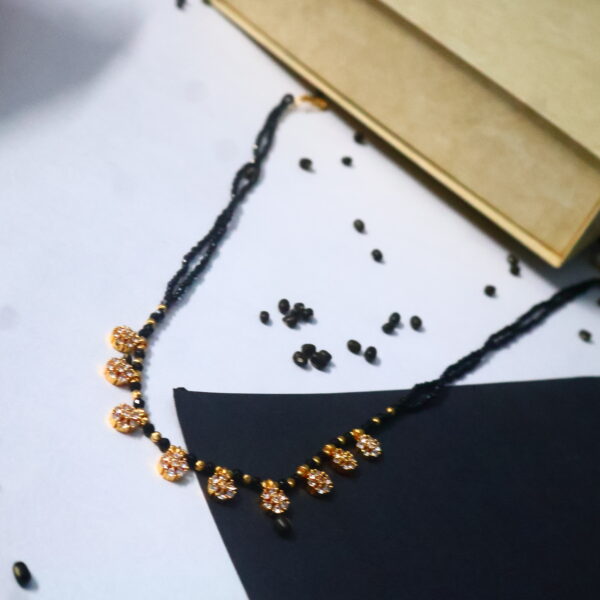 Gold-Plated Designer Mangalsutra with Floral CZ Pendants - Image 2