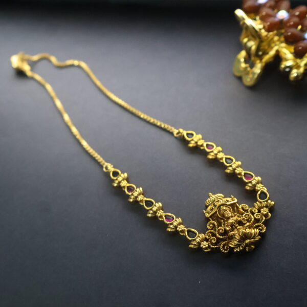 Antique Gold-Plated Temple Necklace with Lord Ganesha Pendant - Image 2