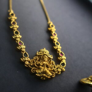 Antique Gold-Plated Temple Necklace with Lord Ganesha Pendant