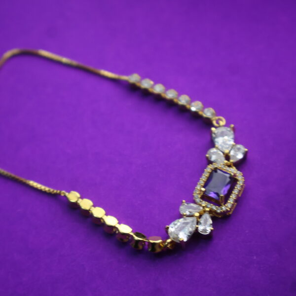 Elegant Gold Bracelet with Amethyst & Cubic Zirconia Accents - Image 3