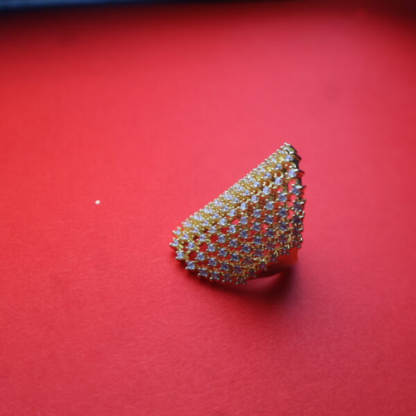 Dazzling Full Finger CZ Stone Gold Plated Ring - Image 2