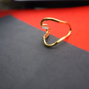 Dainty Gold-Tone Wavy Ring with Pink Accents