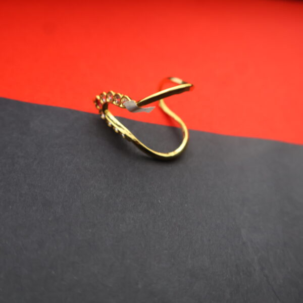 Dainty Gold-Tone Wavy Ring with Pink Accents - Image 3