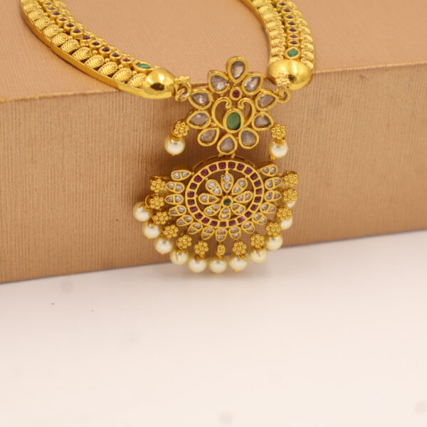Royal Antique Gold-Plated Necklace & Jhumka Set - Image 4