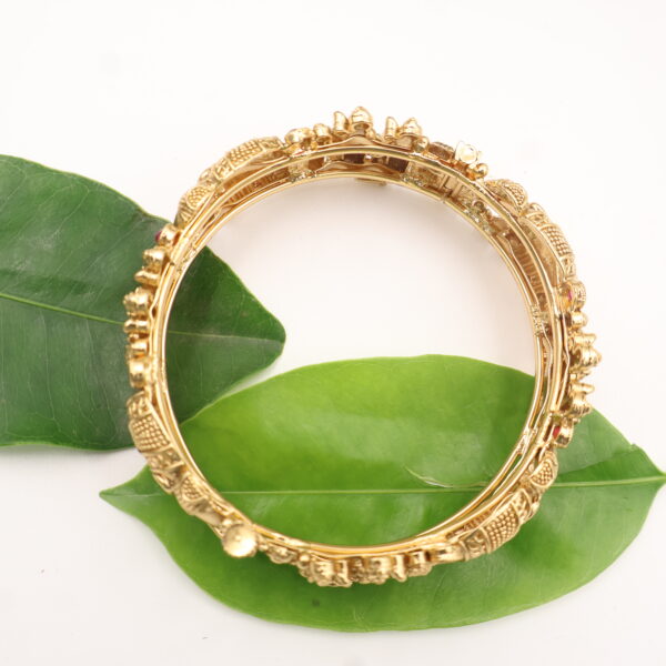 Antique Temple Design Gold Bangle - Image 2
