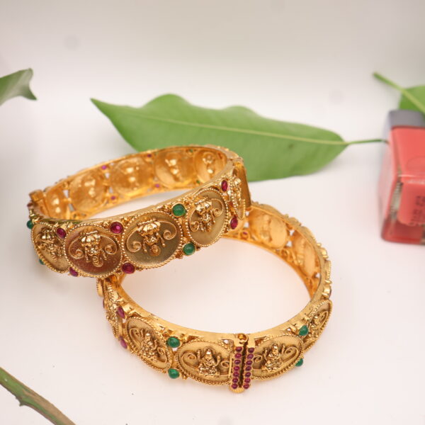 Goddess Lakshmi Antique Gold Bangles