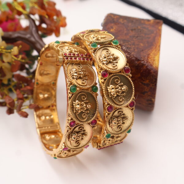 Goddess Lakshmi Antique Gold Bangles - Image 2