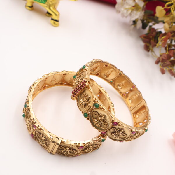 Goddess Lakshmi Antique Gold Bangles - Image 4