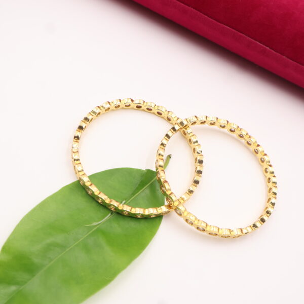 Elegant Stone-Studded Gold Bangles - Image 2