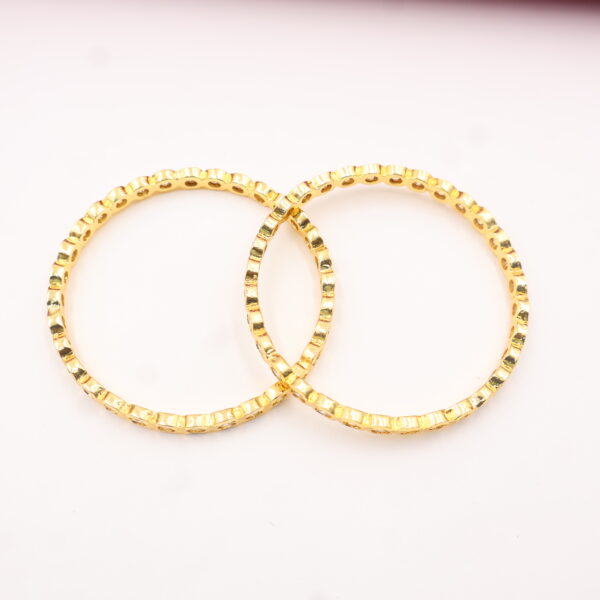 Elegant Stone-Studded Gold Bangles - Image 4