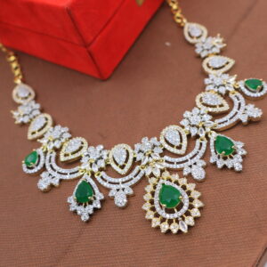 Royal Ruby green Diamond Necklace Set