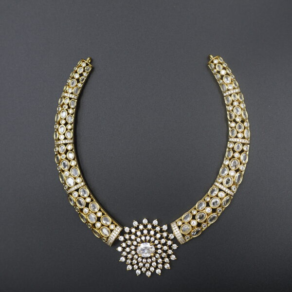 Crystal Bloom Kundan Necklace Set - Image 2