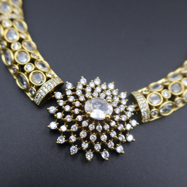 Crystal Bloom Kundan Necklace Set - Image 3