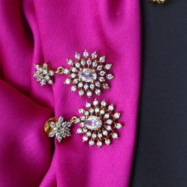 Crystal Bloom Kundan Necklace Set - Image 4