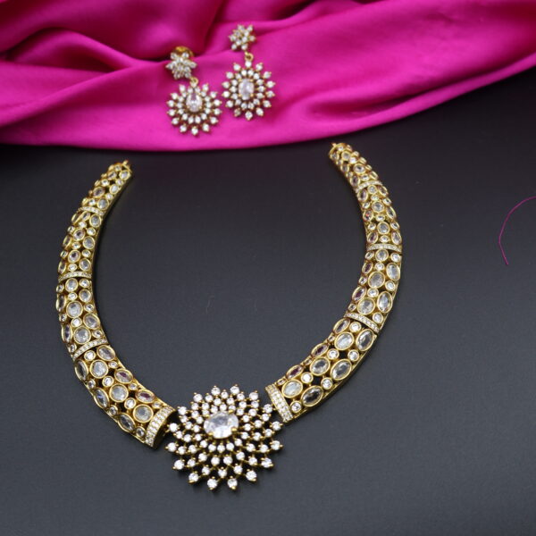Crystal Bloom Kundan Necklace Set