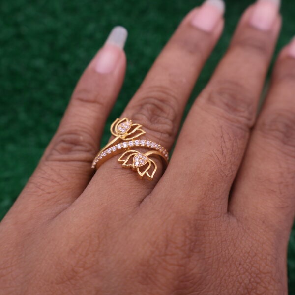 Elegant Twin Lotus Adjustable Ring - Image 2