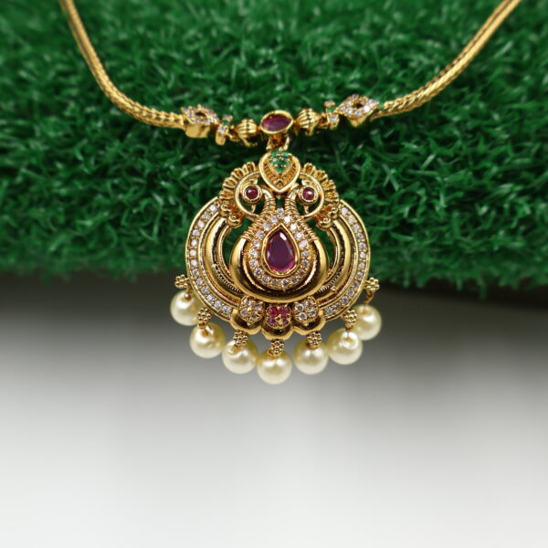 Regal Temple Design Gold-Plated Necklace